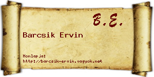 Barcsik Ervin névjegykártya